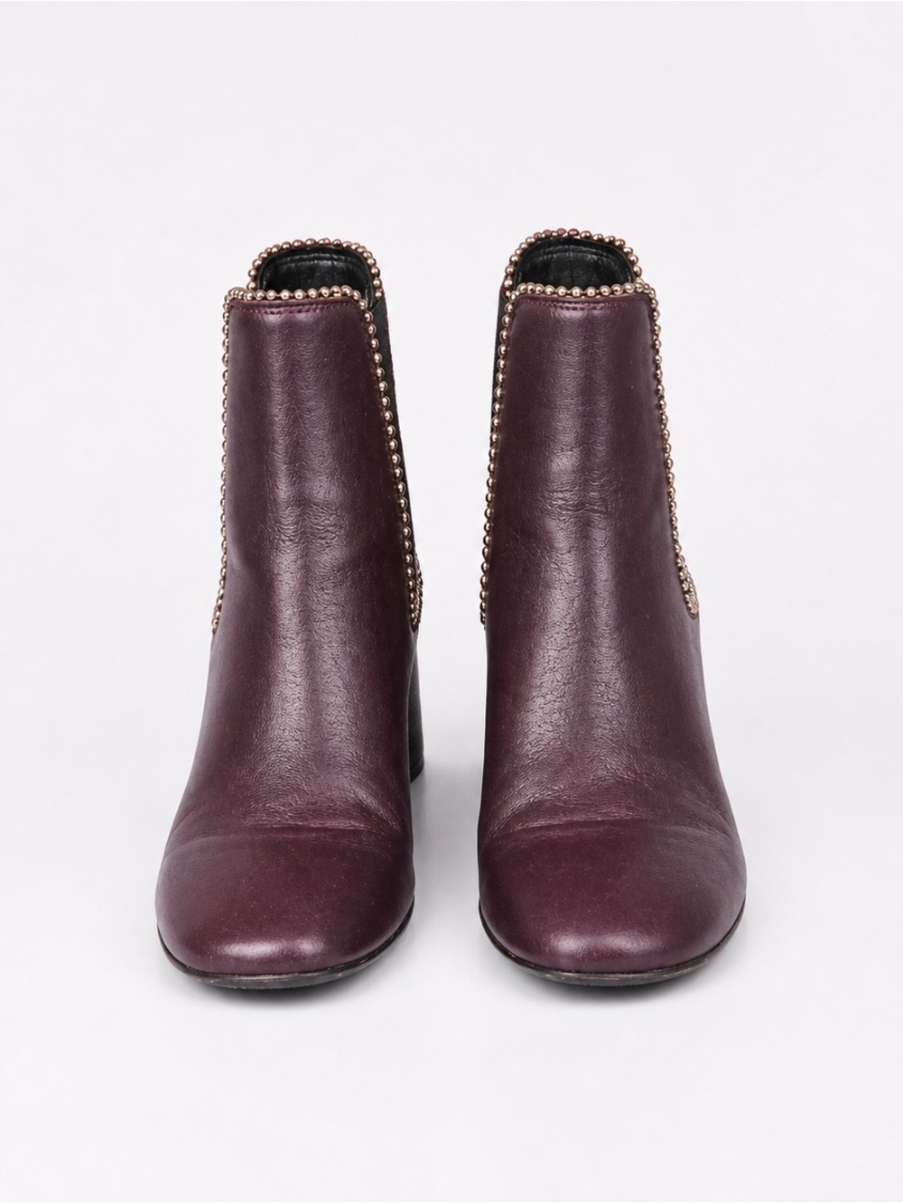 Coach Torri leather ankle leather boots burgundy with gold tone studs size 36,5 - Picture 4 of 9